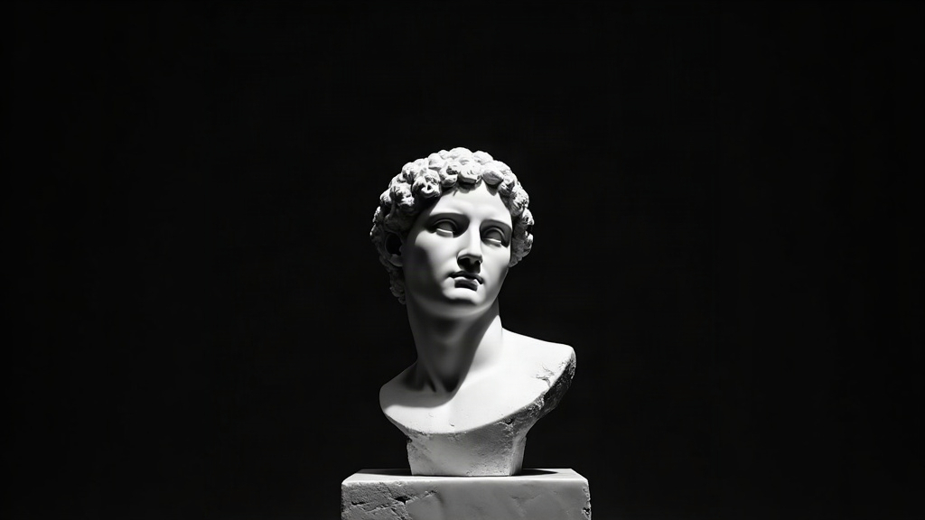 Unfinished marble bust emerging from a rough-hewn stone block